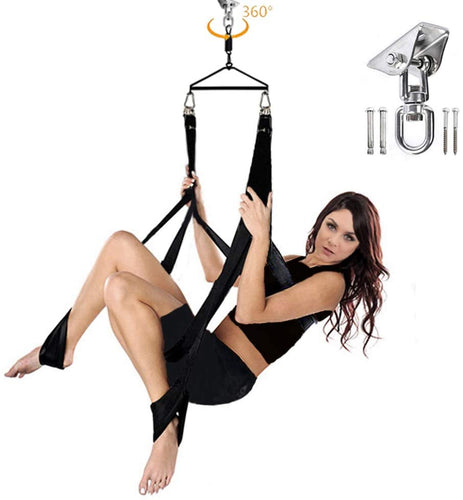Sex Swing, 360 Degree Spinning Sex Swing Dual Hook Sling Adult Games Adventure Toys for Naughty Couple