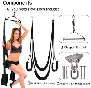 Sex Swing, 360 Degree Spinning Sex Swing Dual Hook Sling Adult Games Adventure Toys for Naughty Couple