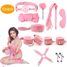 Load image into Gallery viewer, BDSM Restraints Sex Toys Bondage Restraints Set Fetish Bed Restraints Kits for Beginners SM Adult Games Safe Cosplay BDSM Cuffs Nipple Clamps Flogger Ball Gag Blindfold Rope