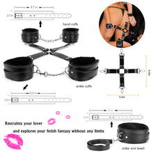 Load image into Gallery viewer, BDSM Restraints Sex Toys Bondage Restraints Set Fetish Bed Restraints Kits for Beginners SM Adult Games Safe Cosplay BDSM Cuffs Nipple Clamps Flogger Ball Gag Blindfold Rope
