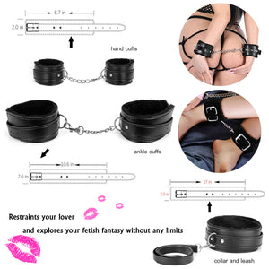 BDSM Restraints Sex Toys Bondage Restraints Set Fetish Bed Restraints Kits for Beginners SM Adult Games Safe Cosplay BDSM Cuffs Nipple Clamps Flogger Ball Gag Blindfold Rope