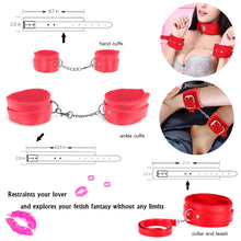 Load image into Gallery viewer, BDSM Restraints Sex Toys Bondage Restraints Set Fetish Bed Restraints Kits for Beginners SM Adult Games Safe Cosplay BDSM Cuffs Nipple Clamps Flogger Ball Gag Blindfold Rope